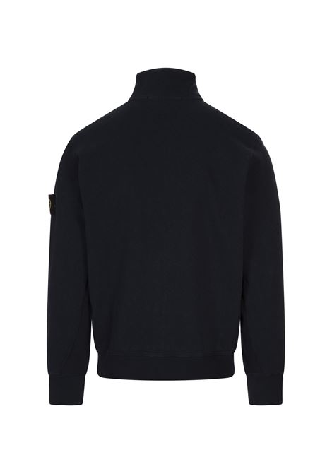 Felpa Full Zip Blu In Pile Di Cotone Malfilé Con Effetto OLD STONE ISLAND | K1S156100022-S0060V0020